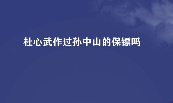 杜心武作过孙中山的保镖吗﹖