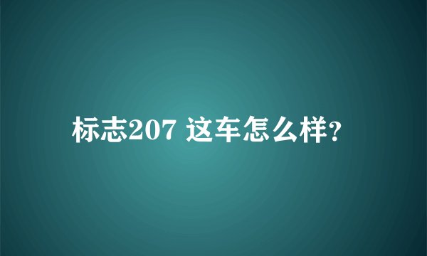 标志207 这车怎么样？