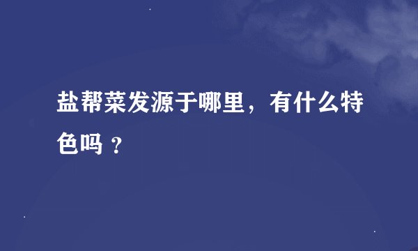 盐帮菜发源于哪里，有什么特色吗 ？