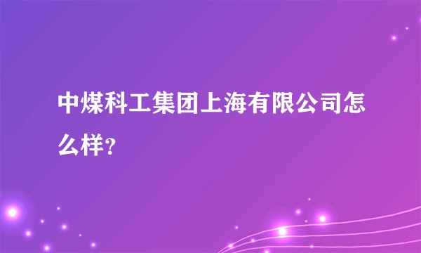 中煤科工集团上海有限公司怎么样？
