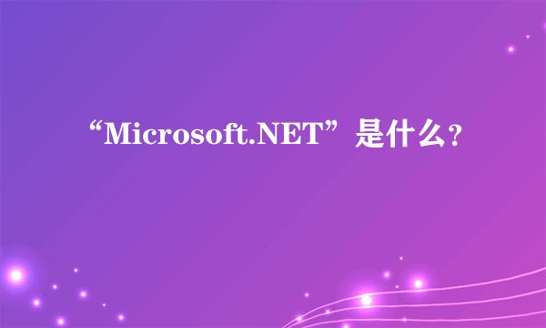 “Microsoft.NET”是什么？