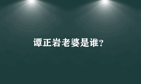 谭正岩老婆是谁？