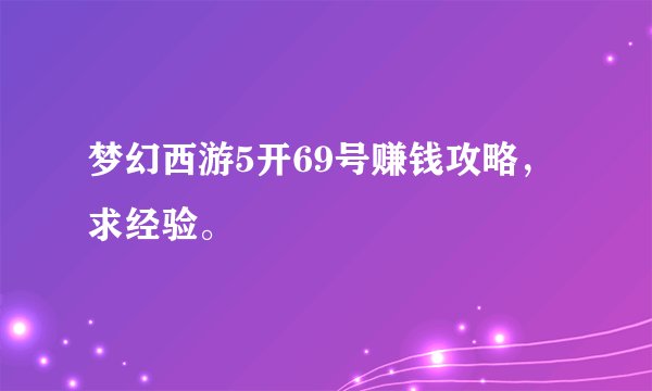 梦幻西游5开69号赚钱攻略，求经验。