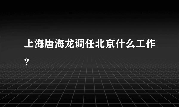 上海唐海龙调任北京什么工作？