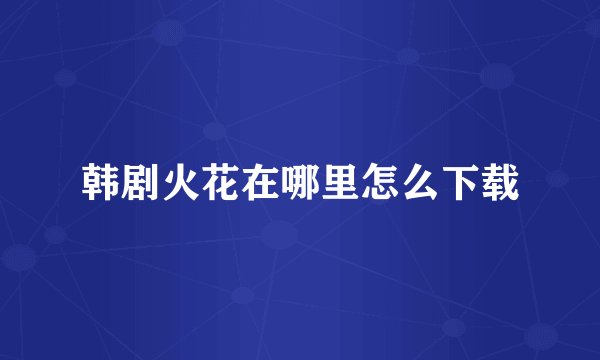 韩剧火花在哪里怎么下载