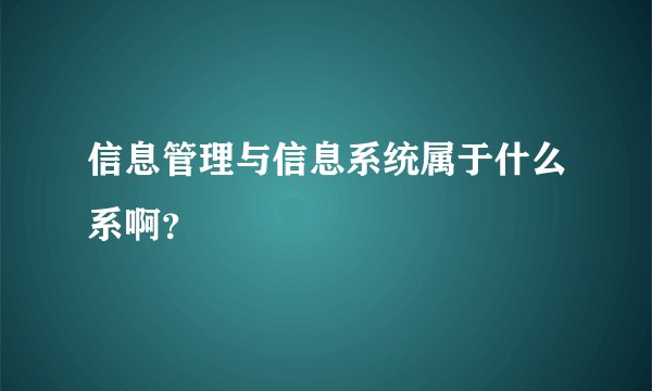 信息管理与信息系统属于什么系啊？