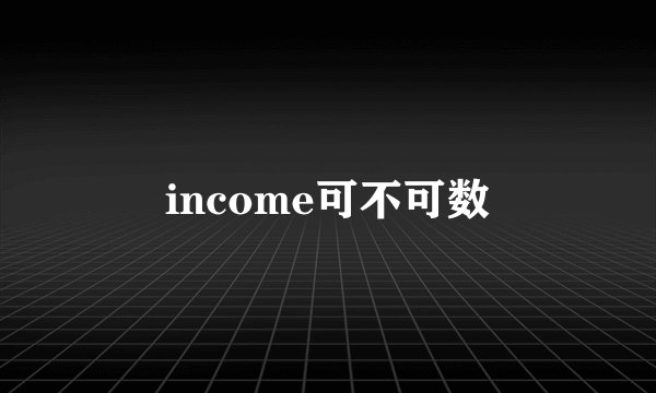 income可不可数