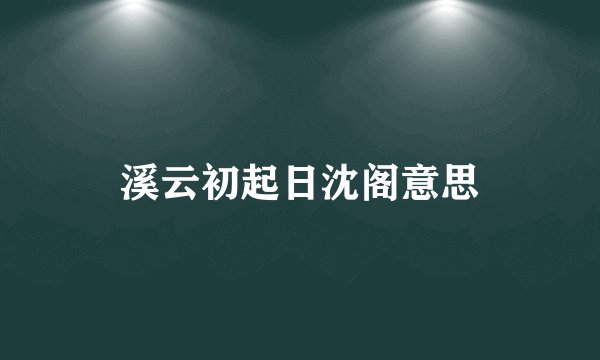 溪云初起日沈阁意思