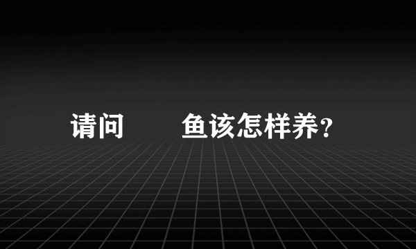 请问鰟鮍鱼该怎样养？