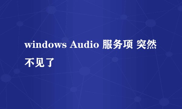 windows Audio 服务项 突然不见了