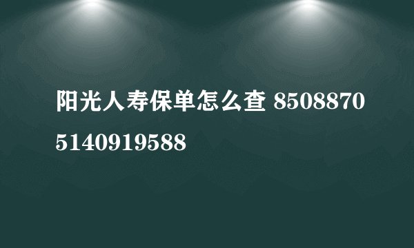 阳光人寿保单怎么查 85088705140919588
