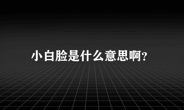 小白脸是什么意思啊？