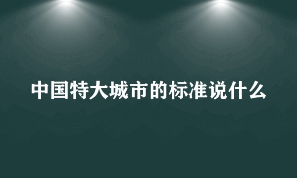 中国特大城市的标准说什么