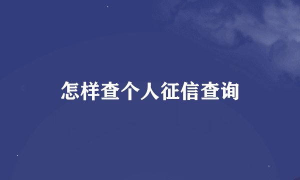 怎样查个人征信查询