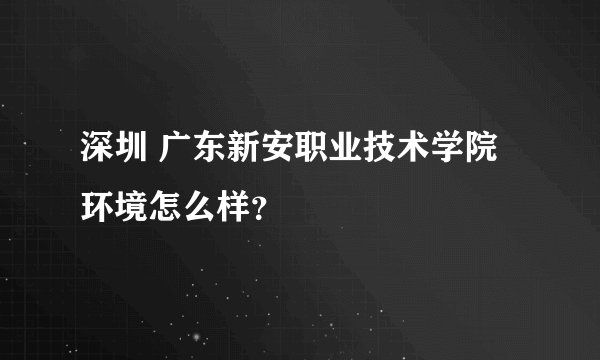 深圳 广东新安职业技术学院 环境怎么样？