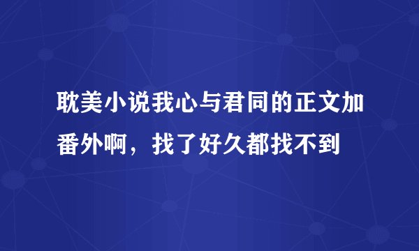 耽美小说我心与君同的正文加番外啊，找了好久都找不到